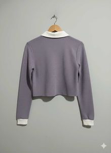 Cute Purple Polo Crop Top