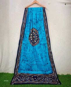 Elegant Batik Dupatta with kantha work