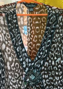 Animal Print Sheer Top