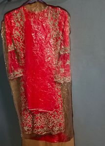 Pink Red Embroidered Anarkali Suit