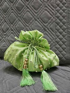 Green Beaded Pouch