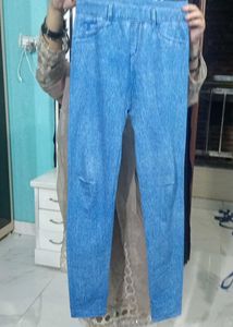 Denim Look Leggings stretchable legi like new