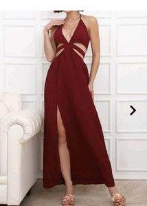 Shein Bold Halter Neck Textured Cut-Out Split Thig