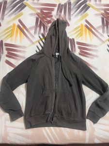H&M Grey Zipped Hoodie For Women Size-M