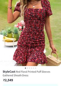 Brand New (Urbanic)Red Floral Gathered Sheath Dres