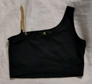 Black Chain Strap Crop Top