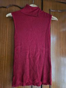 High Neck Ribbed Top