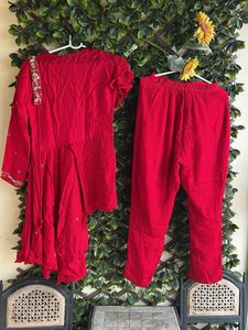 Red Color Indowestern Co-ord Set