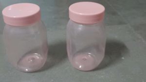 Cute  Pastel Pink Lid Jars (Set of 2)