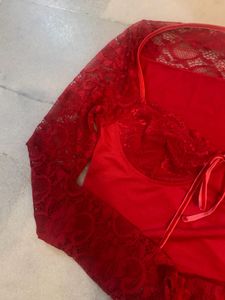 Red Lace Trimmed Top