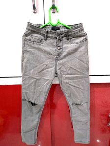 Grey Denim Hight Waist Jeans