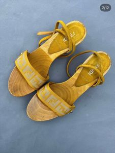 FENDI Yellow Wooden wedges