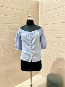 H&amp;M Off-Shoulder Blue Top