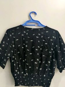 Black Print Top
