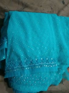 Teal Embellished Saree