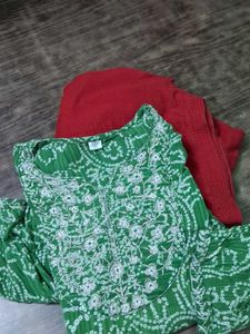 Green Embroidered Kurta Set