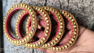 Elegant Red &amp; Gold Bangle Set
