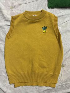 Cactus Sweater Vest - Mustard Yellow
