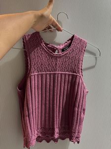 Mauve Knit Crop Tank Top