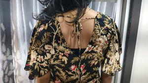 floral black dress is