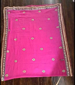 Rani Saree With Embellished Border And Blouse