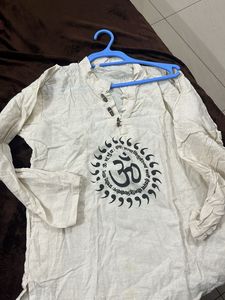 White Printed Kurta With Pant
