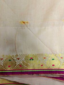 Elegant purple &amp; cream Saree