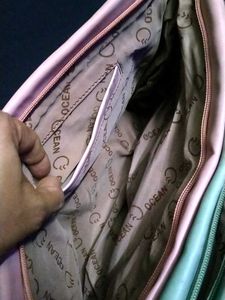 Leatherite Dual Color Bag _ Rosemary Pista Green
