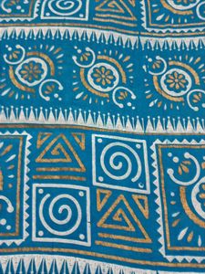 Blue &amp; Beige Patterned Saree