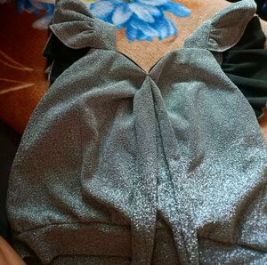 Women Shining Silver Top