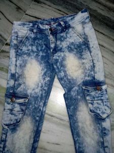Acid Wash Cargo Jeans