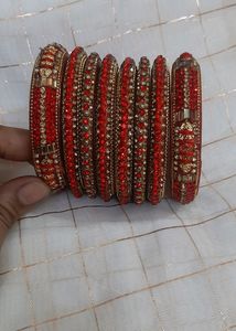 Gorgeous Lehati Bridal Bangles With Stone Work