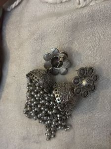 Silver Jhumka Earrings