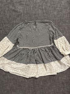 Striped Blouse with Lace Details
