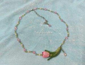 Handcrafted Tulip Flower Beaded Necklace