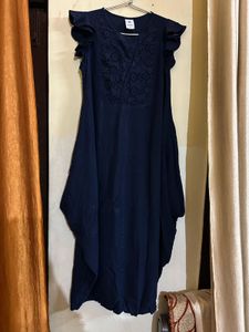 Navy Blue Embroidered Dress