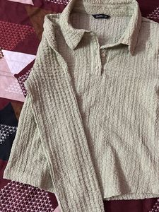 Sage Green Textured Crop Top