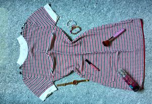 CHECKED RED WHITE DRESS FOR WOMEN