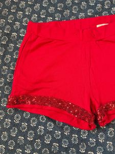 Red Sequin Shorts