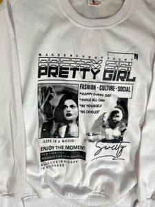 Pretty Girl Graphic White Sweatshirt