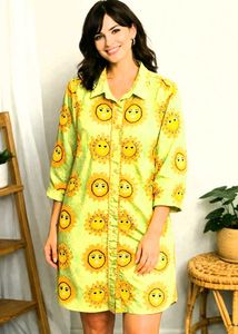Funky Sun Print Shirt Dress Size-42-44