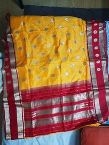 Beautiful Yellow &amp; Red Saree