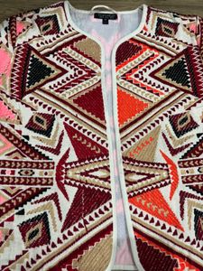 Topshop geometric embroidered open jacket