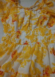 Yellow Floral Tiered Dress