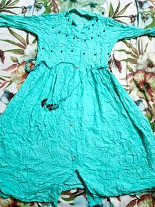 Cyan Color Flock Kurta