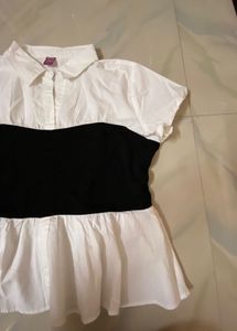 Black And White Peplum Top Stylish Women
