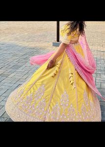 Elegant Yellow &amp; Pink Lehenga Choli