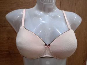 Soft Peach Padded Bra With Bow Detail