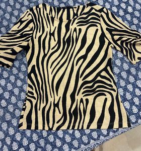 Wardrobe Beige And Black Animal Printed Top