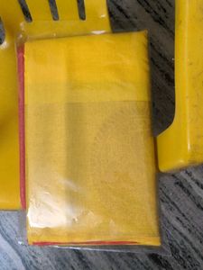 Chanderi Kuppadam Silk Cotton Yellow &amp; Pink Saree